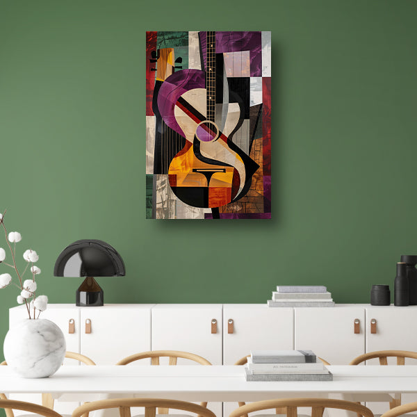 Abstract Kubistische Gitaar Kunst canvas