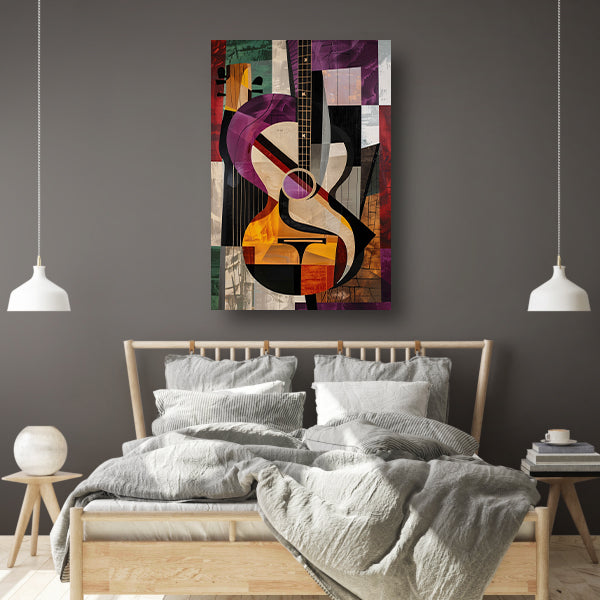 Abstract Kubistische Gitaar Kunst poster