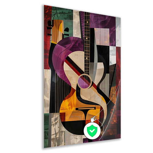 Abstract Kubistische Gitaar Kunst poster