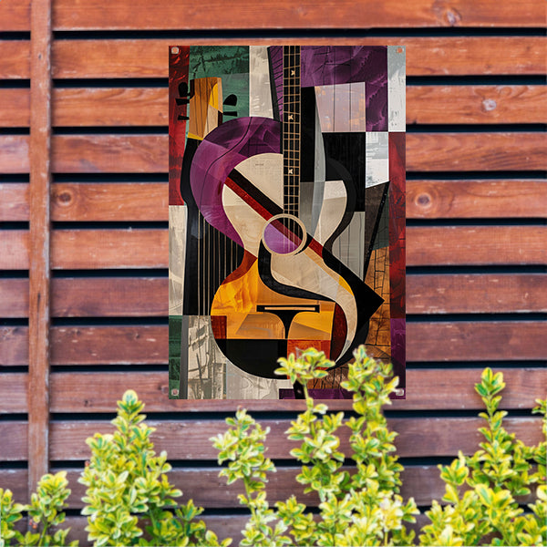 Abstract Kubistische Gitaar Kunst tuinposter