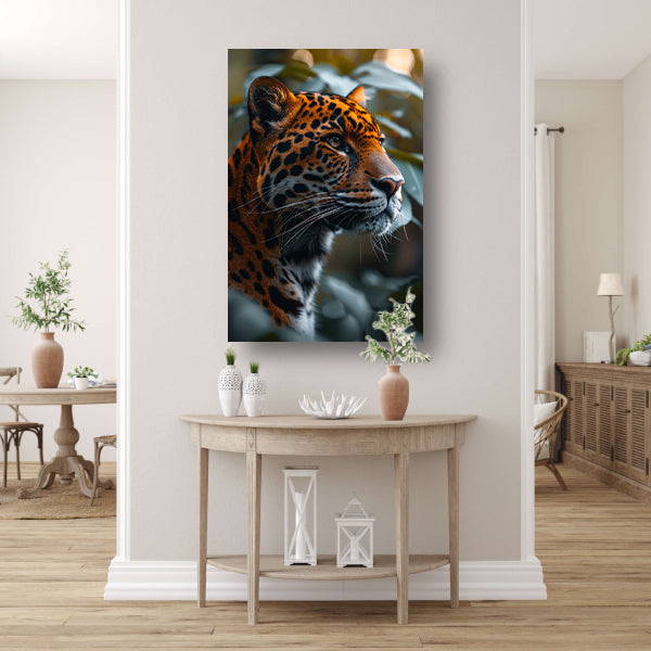 Majestueuze luipaard in natuurlijke habitat gevangen poster