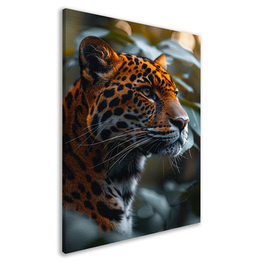 Majestueuze luipaard in natuurlijke habitat gevangen canvas
