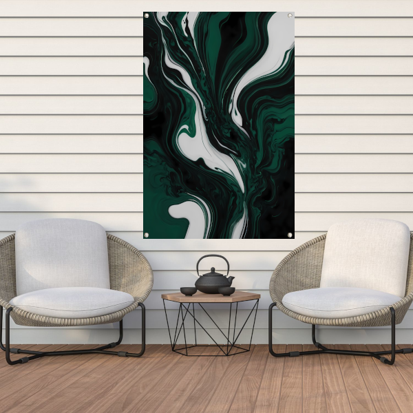 Abstracte Dans van Donkergroen en Wit tuinposter