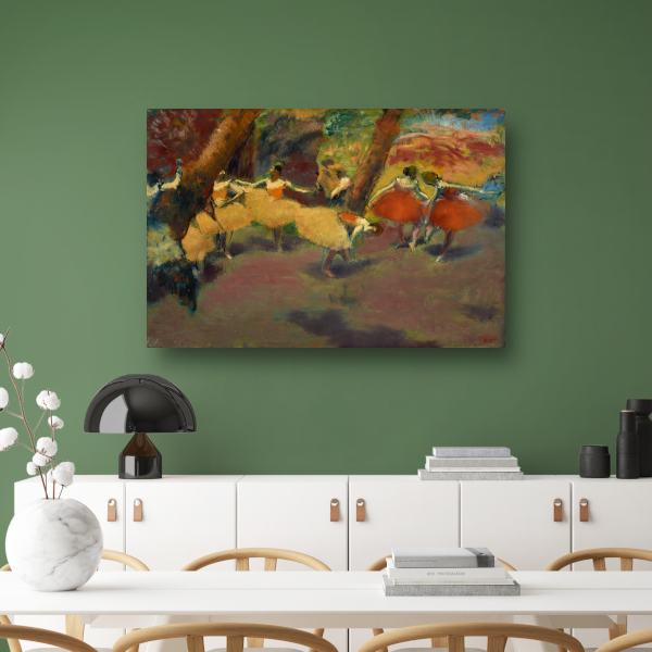 Vóór de voorstelling - Edgar Degas canvas met baklijst