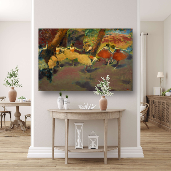 Vóór de voorstelling - Edgar Degas canvas met baklijst
