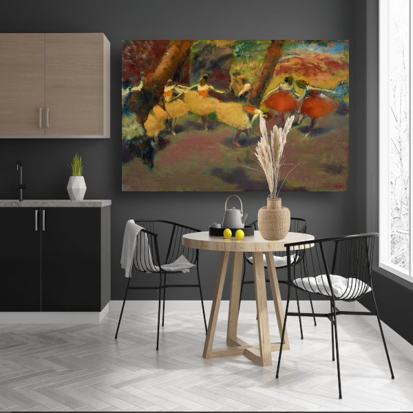 Vóór de voorstelling - Edgar Degas canvas met baklijst