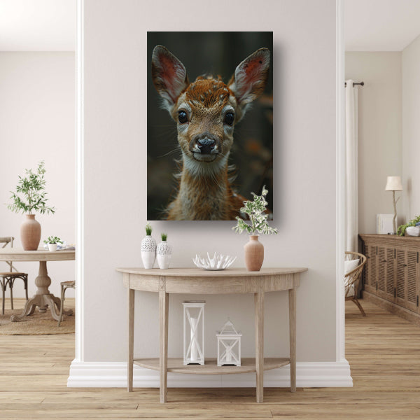 Close-up portret van een jong hertje in het wild poster