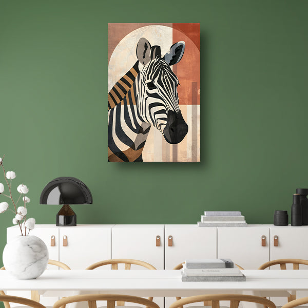 Geometrische Zebra in Aardse Tinten canvas