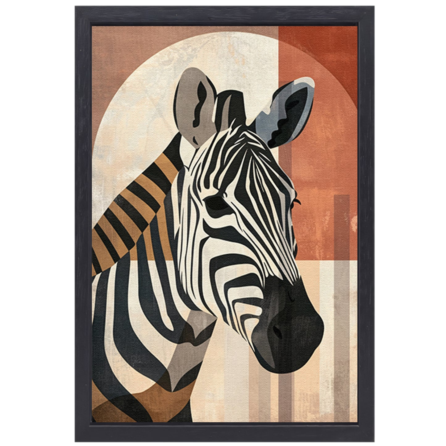 Geometrische Zebra in Aardse Tinten canvas met baklijst
