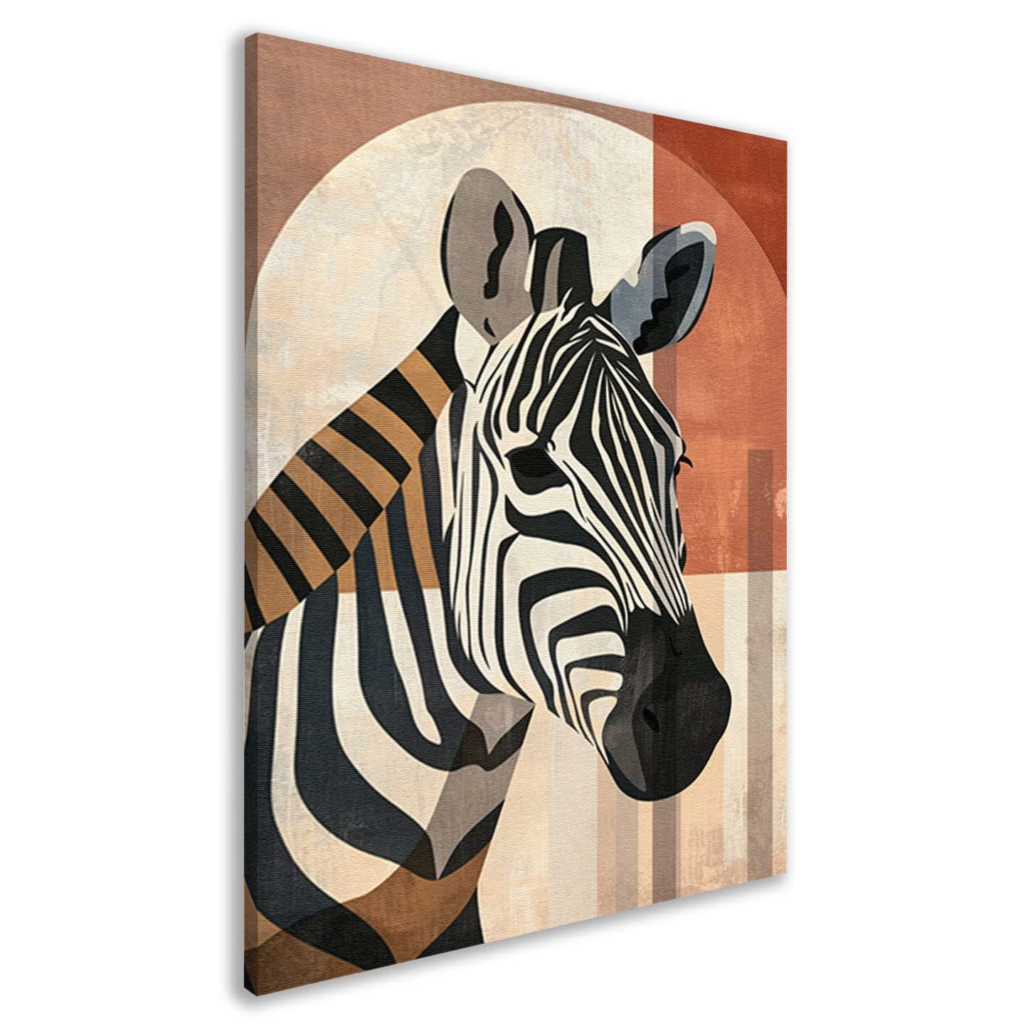 Geometrische Zebra in Aardse Tinten canvas