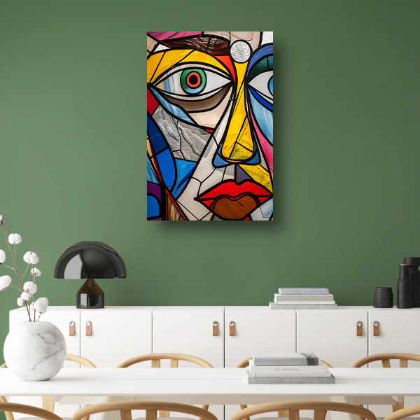 Abstract Kubistisch Portret in Popart Stijl canvas