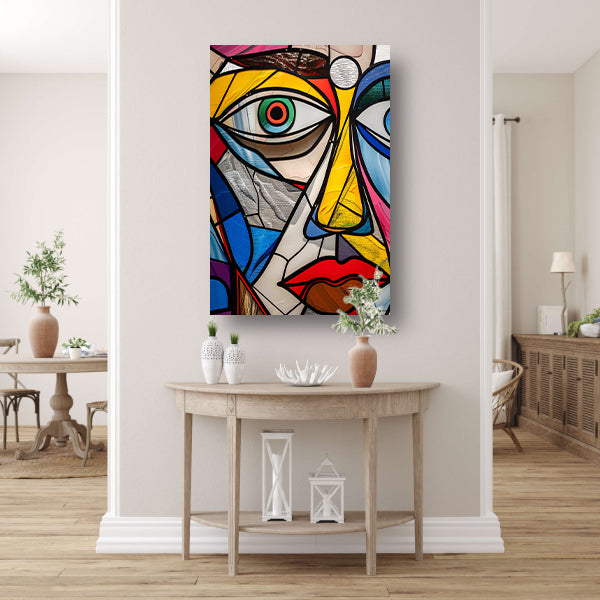 Abstract Kubistisch Portret in Popart Stijl canvas