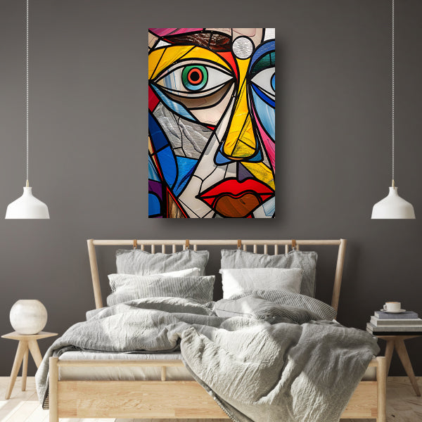 Abstract Kubistisch Portret in Popart Stijl canvas