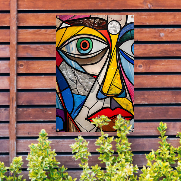 Abstract Kubistisch Portret in Popart Stijl tuinposter