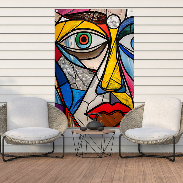 Abstract Kubistisch Portret in Popart Stijl tuinposter