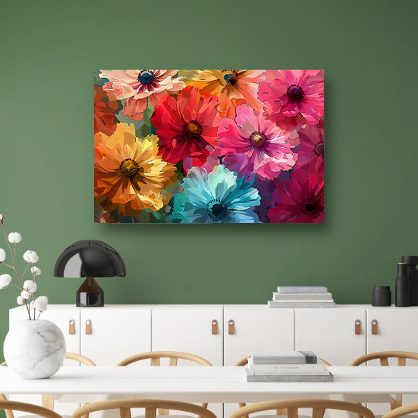 Levendige Digitale Kunst van Kleurrijke Abstracte Bloemen canvas