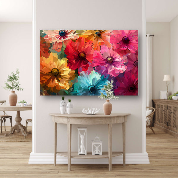 Levendige Digitale Kunst van Kleurrijke Abstracte Bloemen canvas