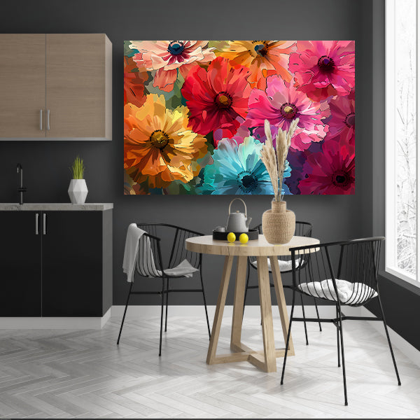 Levendige Digitale Kunst van Kleurrijke Abstracte Bloemen canvas