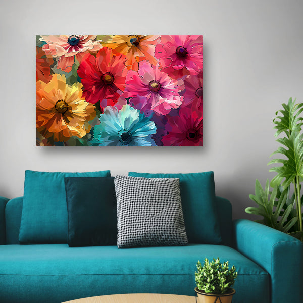 Levendige Digitale Kunst van Kleurrijke Abstracte Bloemen canvas