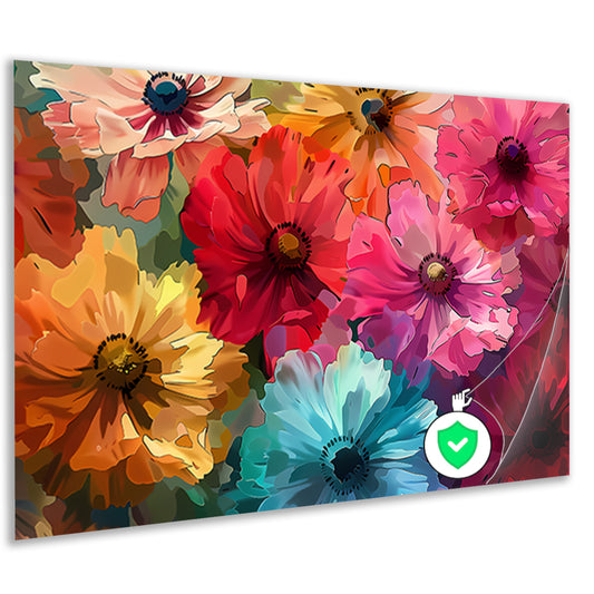 Levendige Digitale Kunst van Kleurrijke Abstracte Bloemen poster