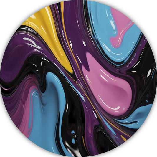 Abstract Spel van Vloeibare Kleuren aluminium muurcirkel