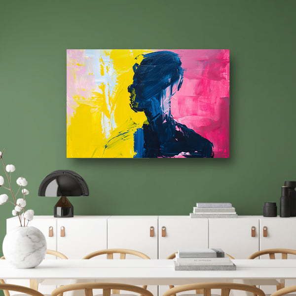 Abstracte silhouet met levendige kleuren poster
