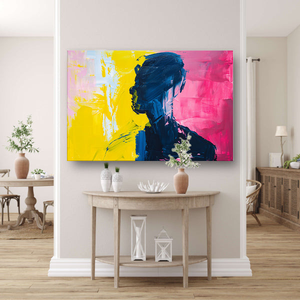 Abstracte silhouet met levendige kleuren poster