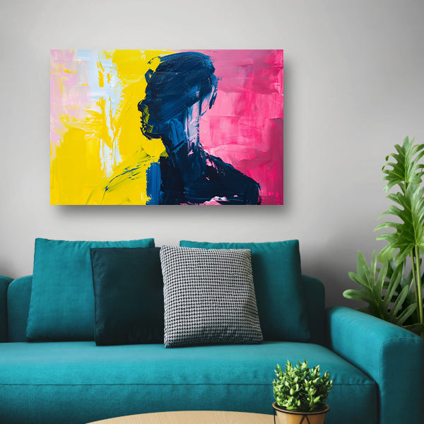 Abstracte silhouet met levendige kleuren poster