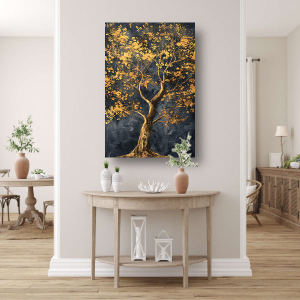 Grote boom met gouden bladeren kunst acrylglas