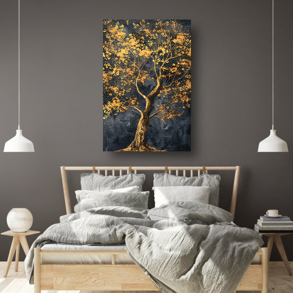 Grote boom met gouden bladeren kunst acrylglas