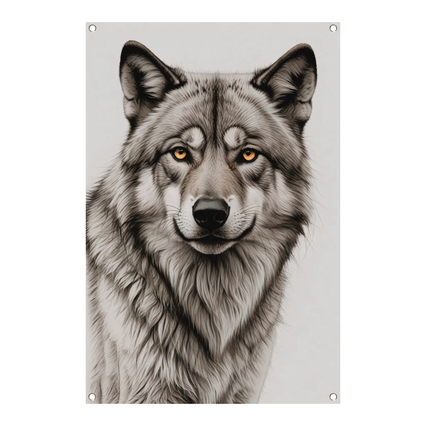 Intense Blik van een Grijze Wolf tuinposter