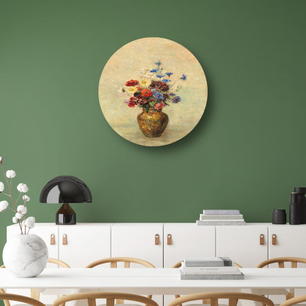 Bloemen in een vaas - Odilon Redon aluminium muurcirkel