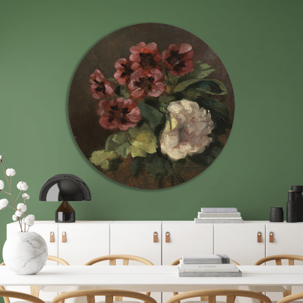 Bouquet of Flowers - Gustave Courbet aluminium muurcirkel