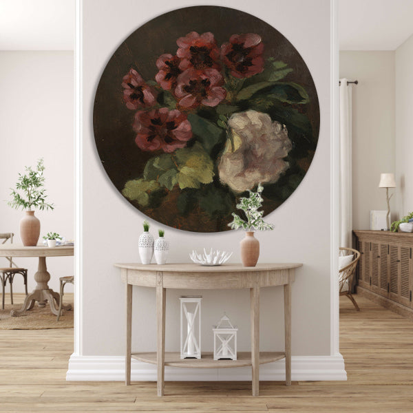 Bouquet of Flowers - Gustave Courbet aluminium muurcirkel