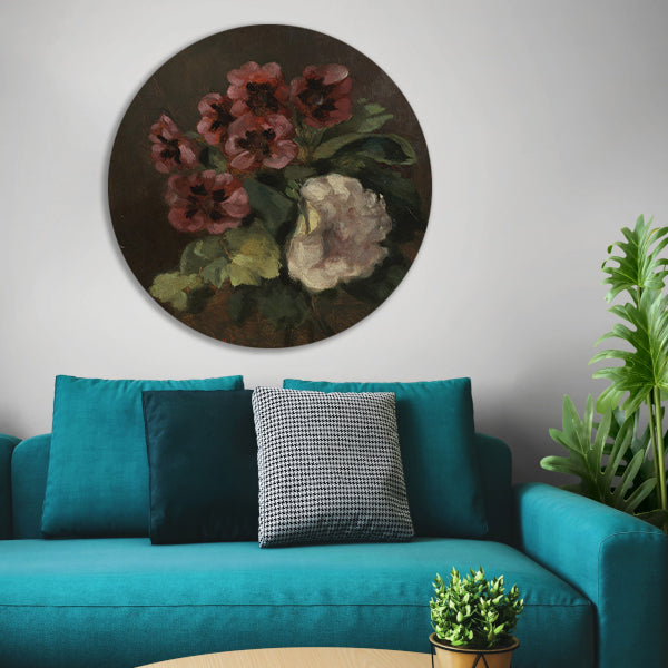 Bouquet of Flowers - Gustave Courbet aluminium muurcirkel