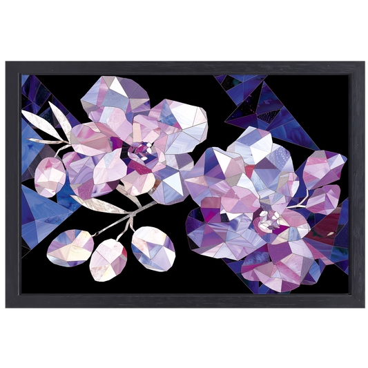 Minimalistische Abstracte Paarse Bloemen canvas met baklijst