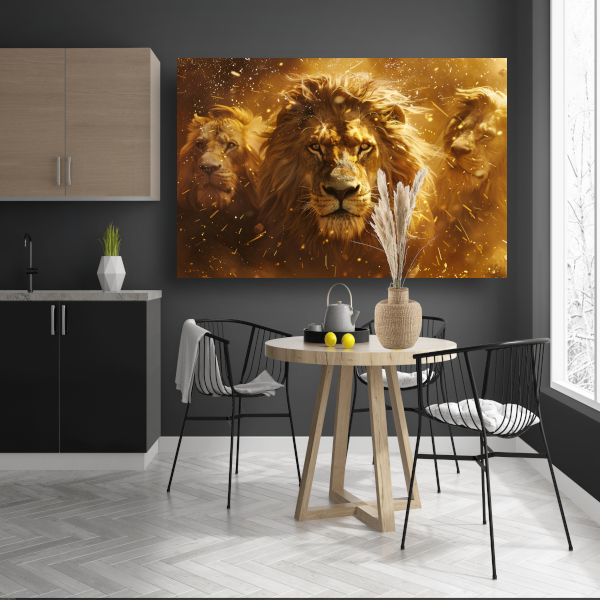 Leeuwen savanne zonsondergang poster