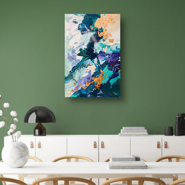 Abstract met Blauwe en Gouden Verf canvas