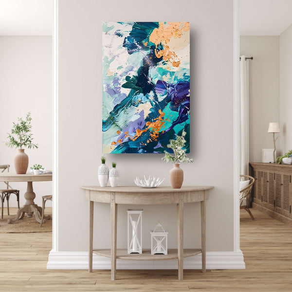 Abstract met Blauwe en Gouden Verf canvas