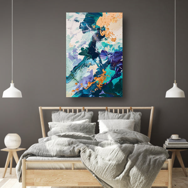 Abstract met Blauwe en Gouden Verf canvas