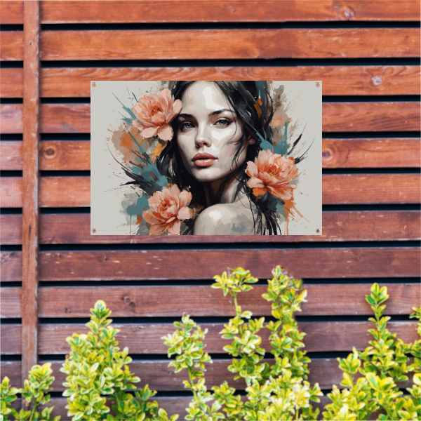 Stille Kracht in Bloei - Een Modern Portret tuinposter