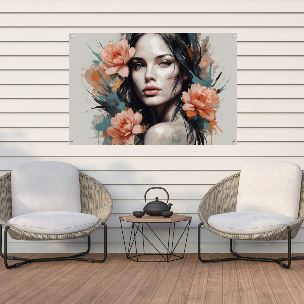 Stille Kracht in Bloei - Een Modern Portret tuinposter