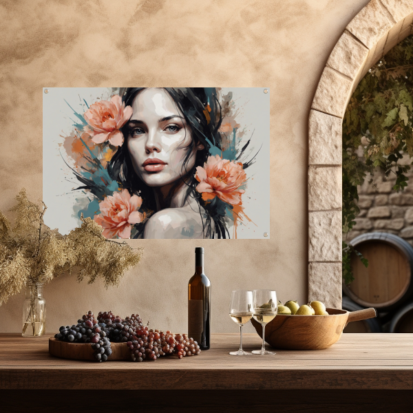Stille Kracht in Bloei - Een Modern Portret tuinposter