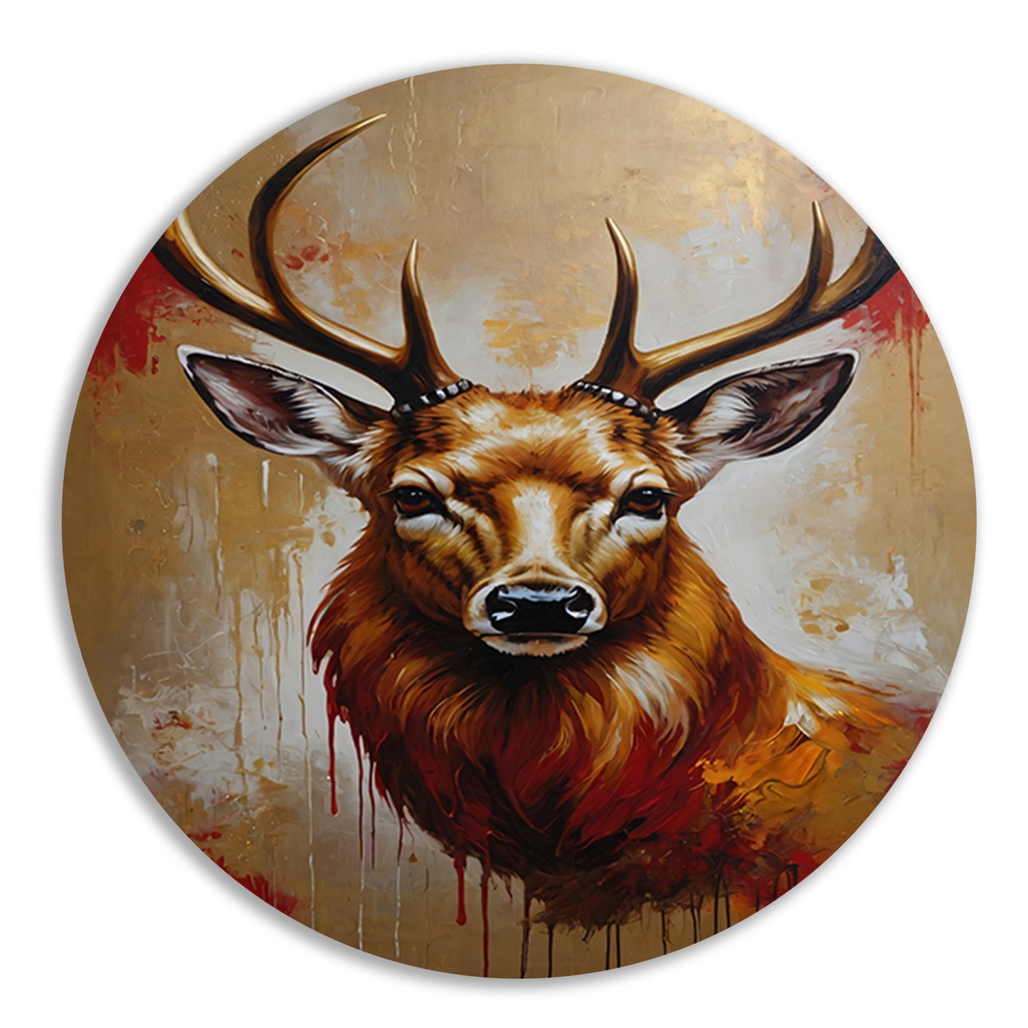 Majestueus hert in gouden gloed aluminium muurcirkel