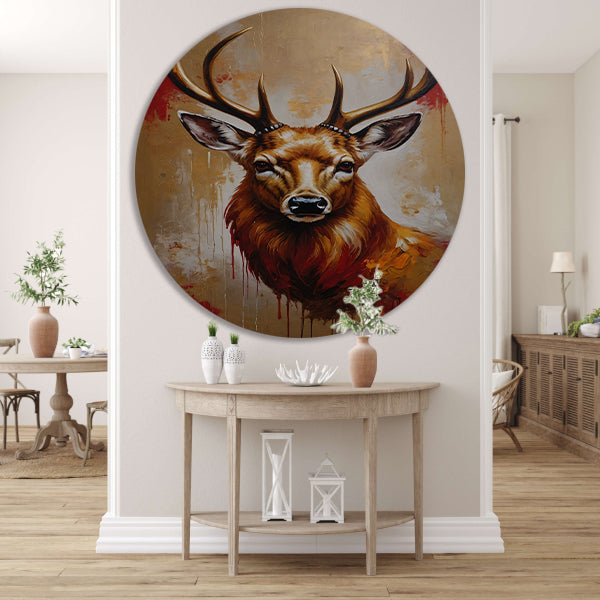 Majestueus hert in gouden gloed aluminium muurcirkel