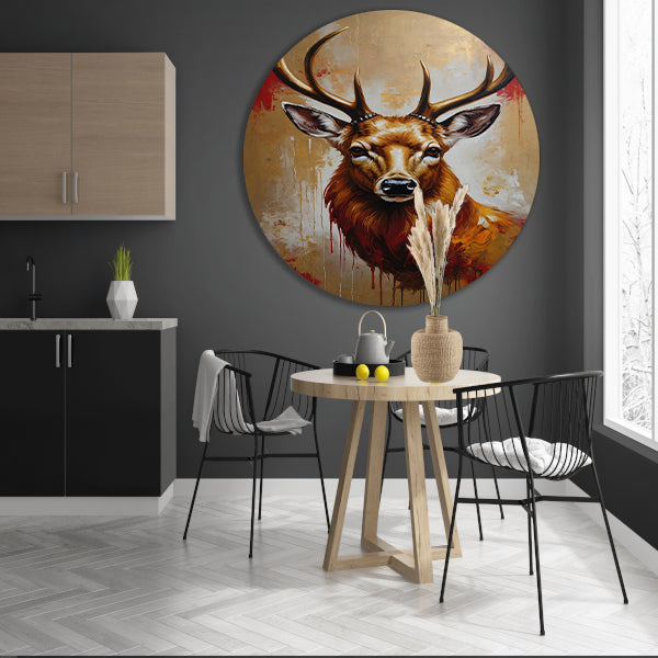 Majestueus hert in gouden gloed aluminium muurcirkel