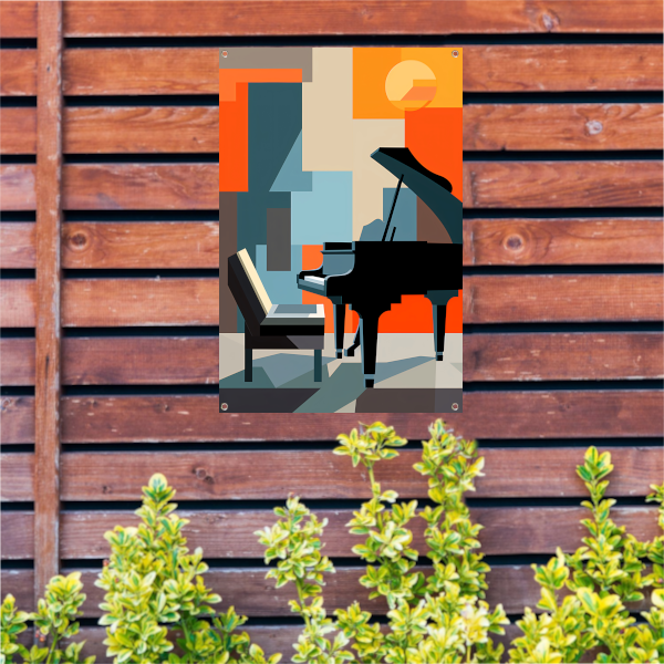 Abstracte Piano en Stoel Harmonie tuinposter