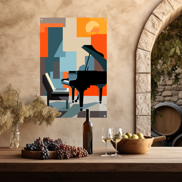 Abstracte Piano en Stoel Harmonie tuinposter