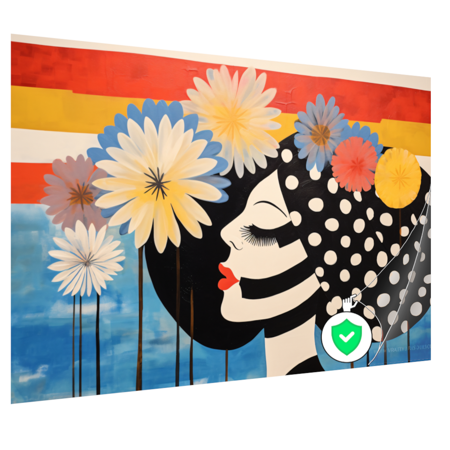 Vrouw Met Stippenjurk en Bloemen poster