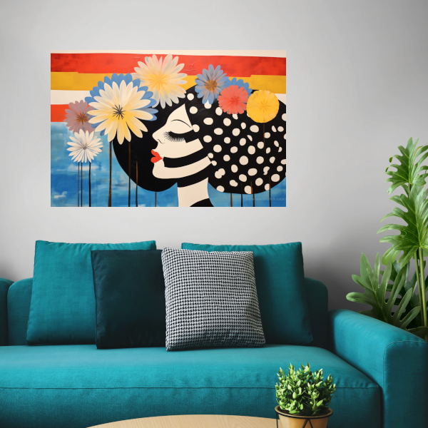 Vrouw Met Stippenjurk en Bloemen acrylglas